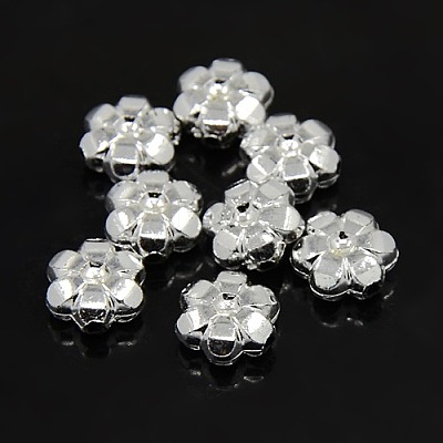 Plating Plastic Acrylic Flower Spacer Beads X-PACR-L004-05S-1