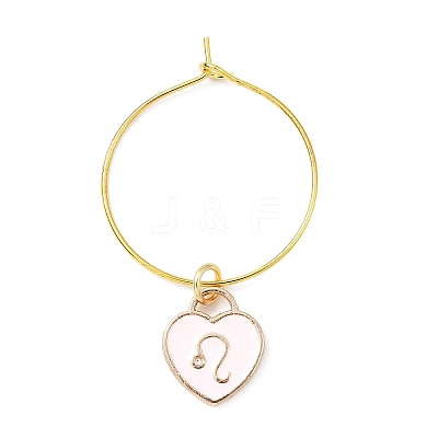 12Pcs Heart with Constellation Alloy Enamel Wine Glass Charms Sets AJEW-JO00230-02-1