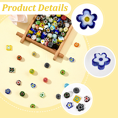 180Pcs 6 Styles Handmade Millefiori Glass Bead Strands LAMP-LT0001-07-1