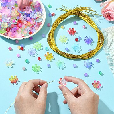 DIY Round Flower Acrylic Beads Jewelry Making Kits DIY-CJ0002-82-1