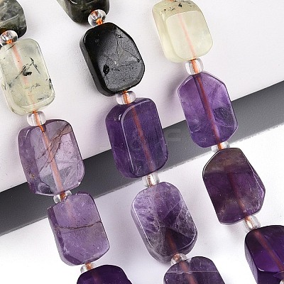 Natural Lapis Lazuli & Amethyst & Rose Quartz & Amazonite & Prehnite & Strawberry Quartz & Sunstone 7 Chakra Beads Strands G-T138-26A-08-1