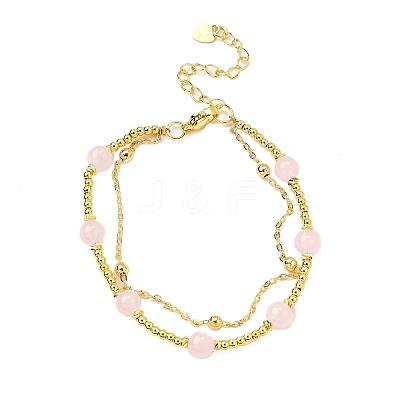 Natural Rose Quartz Bracelets BJEW-D330-01G-02-1