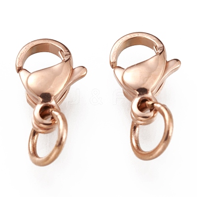 Ion Plating(IP) 304 Stainless Steel Lobster Claw Clasps X-STAS-G240-01A-RG-1