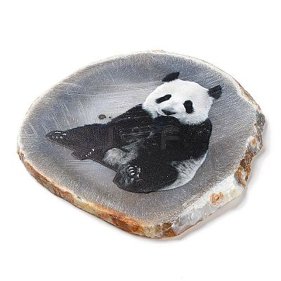 Printed Natural Agate Slice Stone Ornament DJEW-M011-03F-1