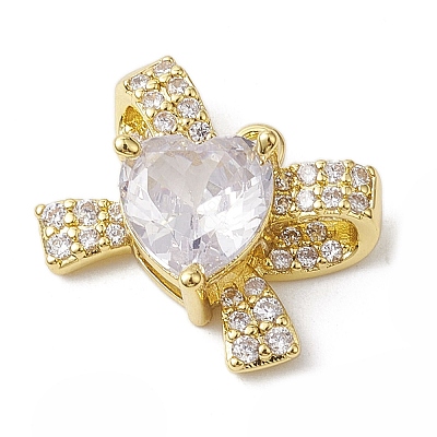 Rack Plating Brass Micro Pave Clear Cubic Zirconia Pendants KK-H463-10G-01-1