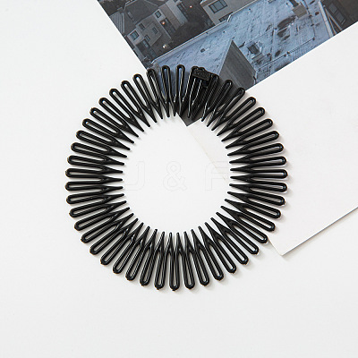Plastic Full Circular Flexible Comb Hair Bands OHAR-PW0003-190B-1