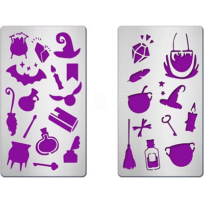 2Pcs 2 Style 304 Stainless Steel Cutting Dies Stencils DIY-FG0001-95-1