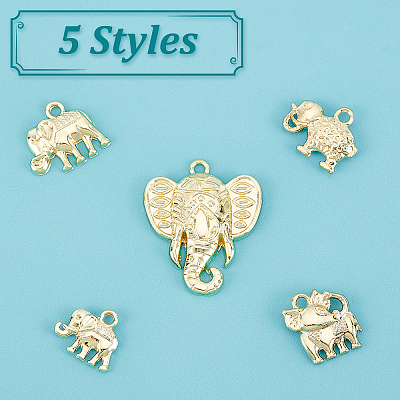 50Pcs 5 Style Rack Plating Alloy Pendants Rhinestone Settings FIND-CA0004-83-1