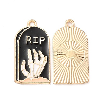Light Gold Plated Alloy Enamel Pendants ENAM-L040-005KCG-1