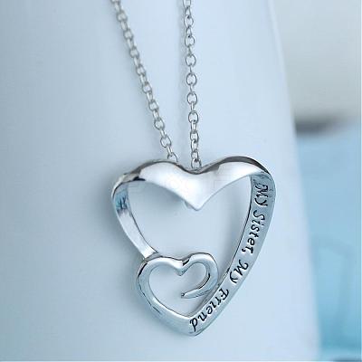 Creative Heart Engraved My Sister NJEW-N0052-098-1