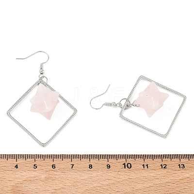 Rhombus Brass Dangle Earrings EJEW-D360-01P-02-1