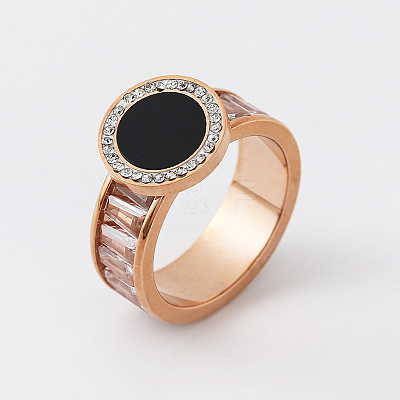 304 Stainless Steel Rhinestone Finger Rings for Women GE6101-9-1