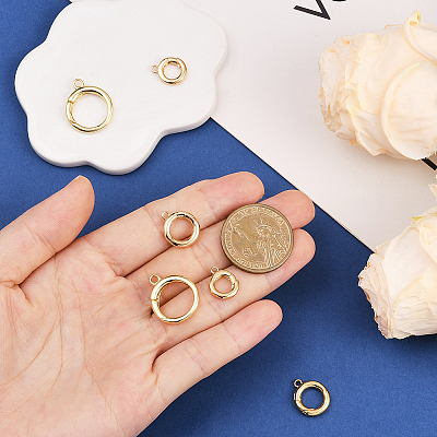 6Pcs 3 Styles Brass Spring Gate Clasps KK-SC0007-09-1