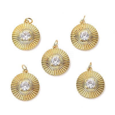 Brass Micro Pave Cubic Zirconia Pendants X-ZIRC-P092-016G-RS-1