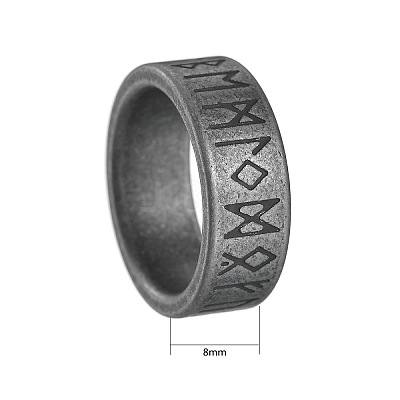 Viking Rune 304 Stainless Steel Finger Rings for Men WGDF4AB-46-1