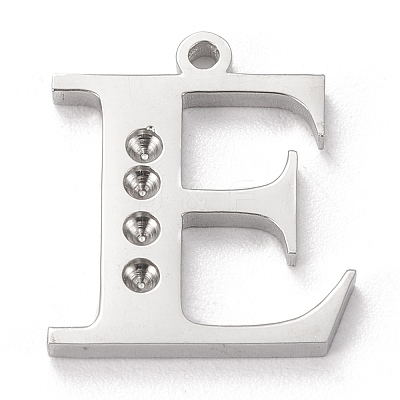 Tarnish Resistant 304 Stainless Steel Letter Pendant Rhinestone Settings LS-STAS-J028-01E-1