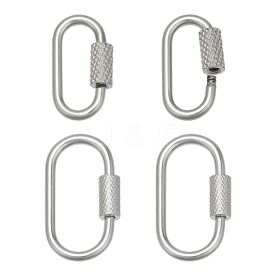 4Pcs 2 Styles 304 Stainless Steel Screw Carabiner Lock Charms STAS-NB0001-85P-1