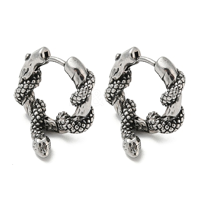 Antique Silver 316 Stainless Steel Hoop Earrings EJEW-Z034-01B-1