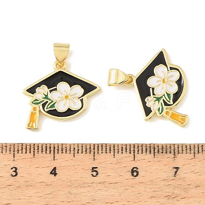 Graduation Season Brass Enamel Pendants KK-CBAF2EC-03G-C01-1