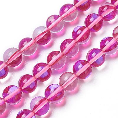 Synthetic Moonstone Beads Strands G-F143-8mm-11-1