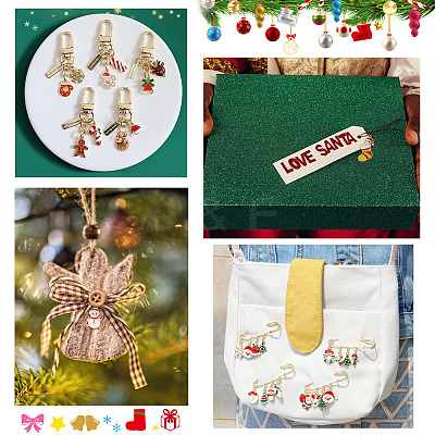 32Pcs 16 Styles Christmas Theme Alloy Enamel Pendants ENAM-TA0001-64-1