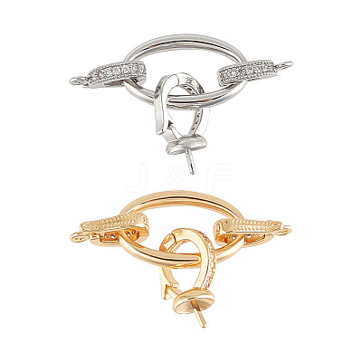 2Pcs 2 Colors Brass Rhinestone Fold Over Clasps KK-DR0001-14-1