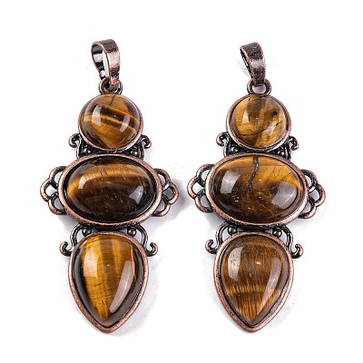Natural Tiger Eye Pendants G-Q158-04-13-1