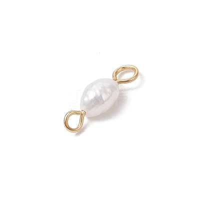 Natural Cultured Freshwater Pearl Potato Links Connector Charms PALLOY-JF04173-02-1