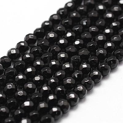 Natural Dyed & Heated Black Onyx Beads Strands G-D840-22-4mm-1