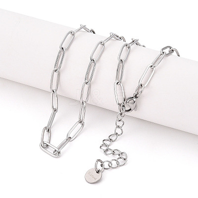 304 Stainless Steel Paperclip Chain Necklace NJEW-D045-14P-04-1