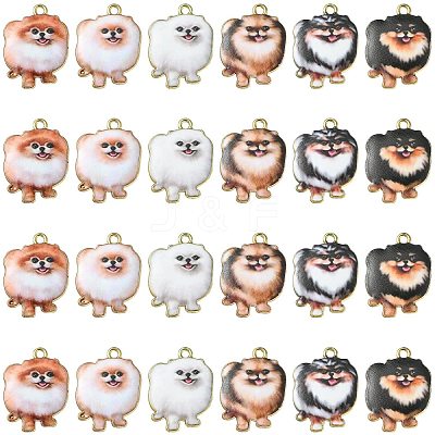 30Pcs 6 Styles Printed Alloy Pendants ENAM-CJ0005-33-1