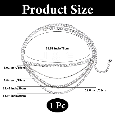 Iron Crystal Rhinestone Multi-Strand Twisted Chain Waist Chains for Women AJEW-WH20067-043P-1