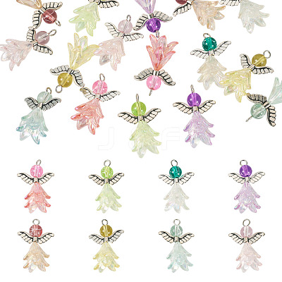 16Pcs 8 Style Glass & Acrylic & Alloy Pendants PALLOY-TA00232-1