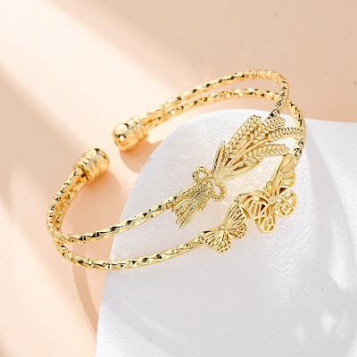 Brass Cuff Bangles BJEW-U025-01G-01-1