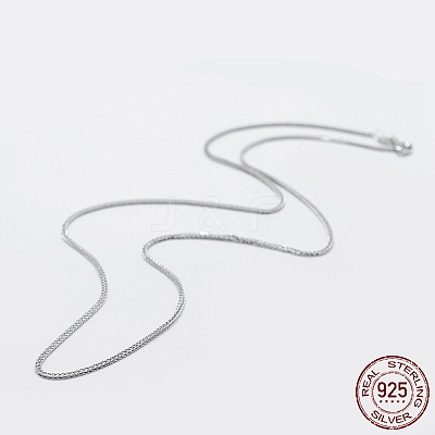 Anti-Tarnish Rhodium Plated 925 Sterling Silver Chain Necklaces STER-F039-45cm-16P-1