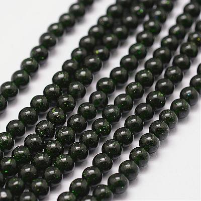 Synthetic Green Goldstone Beads Strands G-N0178-02-6mm-1