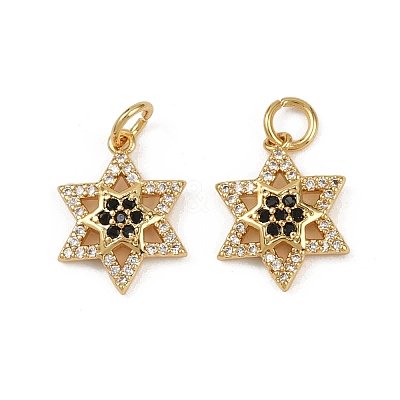 Brass Micro Pave Cubic Zirconia Pendants KK-C093-26B-G-1