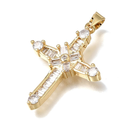 Brass Micro Pave Clear Cubic Zirconia Pendants CU-CBA9883-04B-G-1