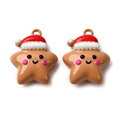 Christmas Themes Baking Paint Alloy Pendants FIND-G097-02E-1