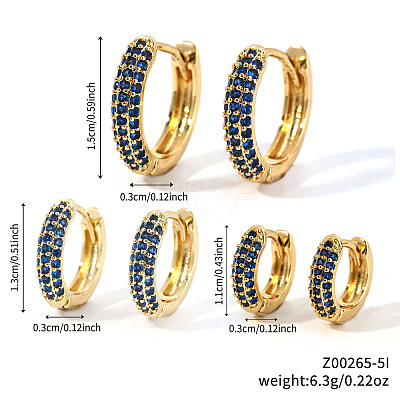 Elegant Brass Pave Cubic Zirconia Hoop Earrings GU7152-7-1