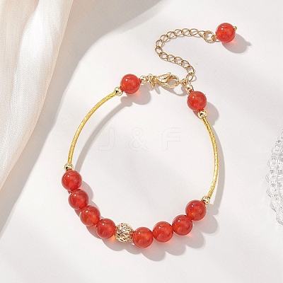 Natural Carnelian Beaded Bracelets for Women BJEW-JB12961-1