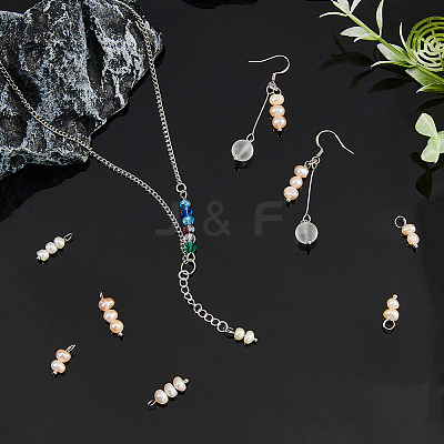 12Pcs 4 Styles Natural Pearl Two Sides Polished Charms PALLOY-FH00088-1