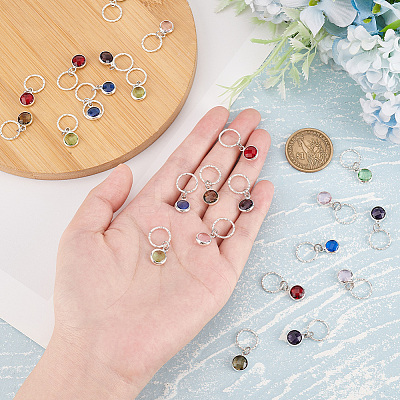 24Pcs 6 Colors Brass Glass Dreadlocks Beads OHAR-AB00011-1