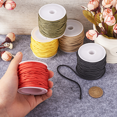 5 Rolls 5 Colors Nylon Braided Cord Ropes NWIR-PJ0001-01-1