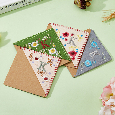 4Pcs 4 Style Felt Embroidery Bookmarks FIND-HY0003-46K-1