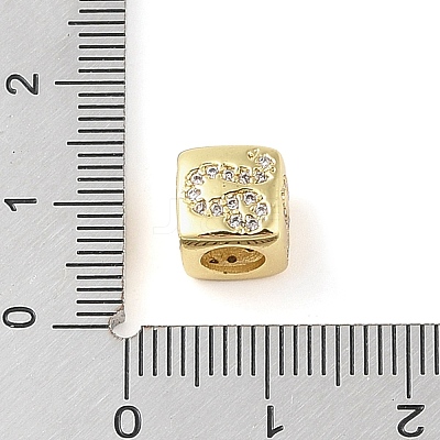 Brass Micro Pave Clear Cubic Zirconia European Beads KK-K368-01G-05-1