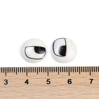 White and Black Flat Round Cartoon Resin Cabochons CRES-Q009-01C-1