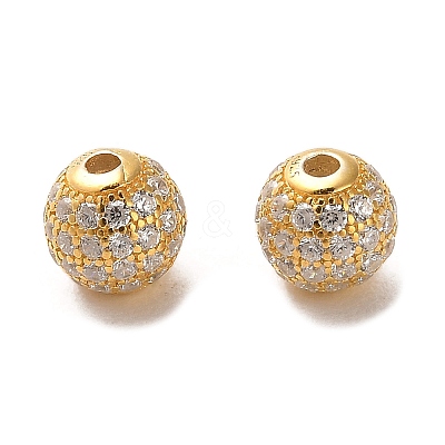 925 Sterling Silver Micro Pave Cubic Zirconia Beads STER-H110-24A-01G-1