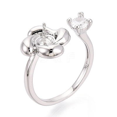 Windmill Brass Micro Pave Clear Cubic Zirconia Cuff Ring Settings KK-T076-36G-1