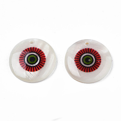 Printed Freshwater Shell Charms SHEL-T009-20D-1